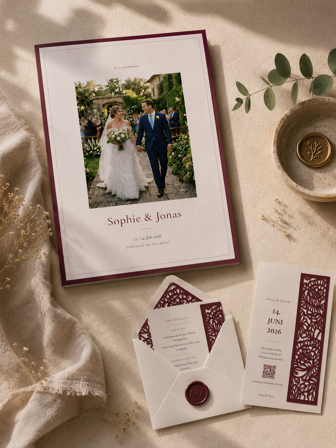 Hochzeitspapeterie sofort — 5 Atelier-Werke, die du in 24 Stunden druckfertig hast